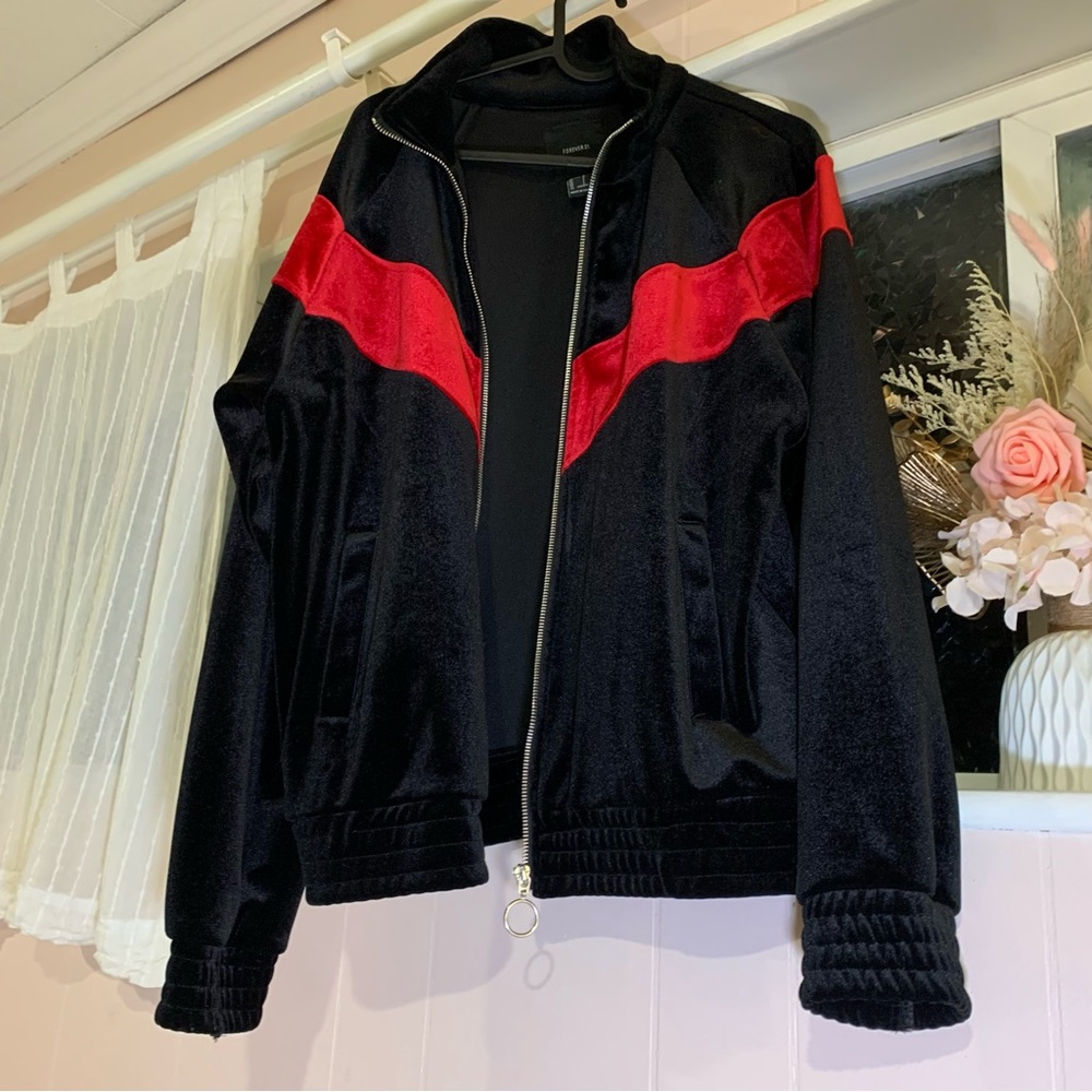 Forever 21 Black and Red Velvet Jacket